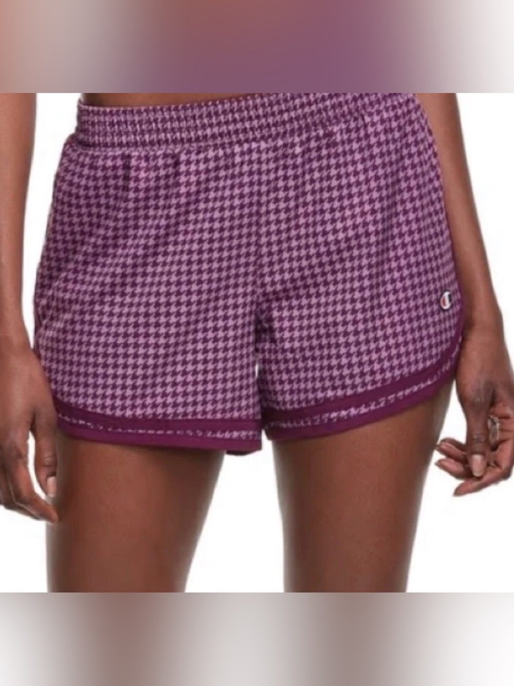 Champion Women’s Athletic Houndstooth Shorts 3.5” Lined Pocket Elastic Waist S